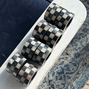 Vintage Black and White Checkered Napkin Rings